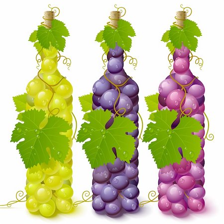 denis13 (artist) - Vine grape bottles Stock Photo - Budget Royalty-Free & Subscription, Code: 400-04261092