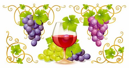 denis13 (artist) - Grape elements, corners and wine glass Stock Photo - Budget Royalty-Free & Subscription, Code: 400-04261102