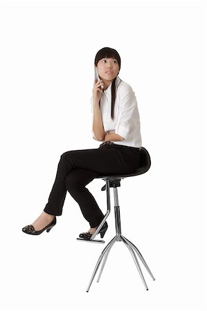 simsearch:400-04255437,k - Business woman talking on phone and siting on chair, isolated on white. Foto de stock - Super Valor sin royalties y Suscripción, Código: 400-04261139