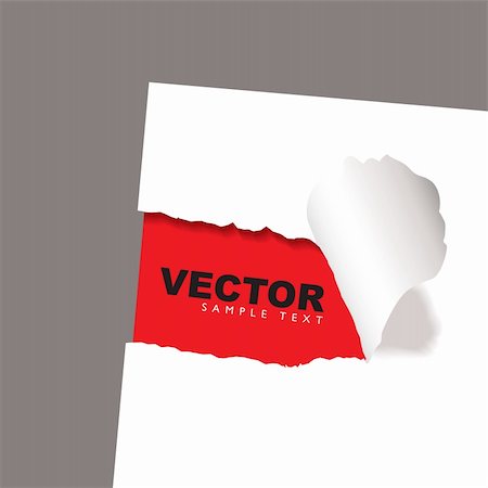 paper torn curl - torn paper icon with red background and copy space Stock Photo - Budget Royalty-Free & Subscription, Code: 400-04261275