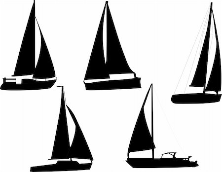 sailboat silhouette - sail boats silhouette - vector Stock Photo - Budget Royalty-Free & Subscription, Code: 400-04261593