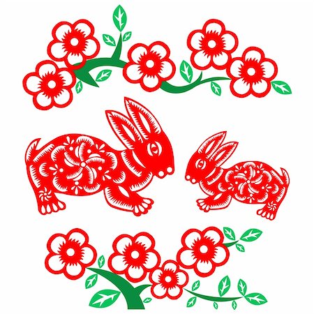 paper cut illustration - Chinese style of paper cut for year of the rabbit. Stock Photo - Budget Royalty-Free & Subscription, Code: 400-04261615