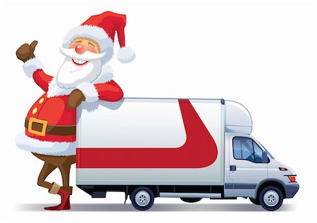 Santa Claus is advertising with christmas delivery truck Photographie de stock - Aubaine LD & Abonnement, Code: 400-04261720