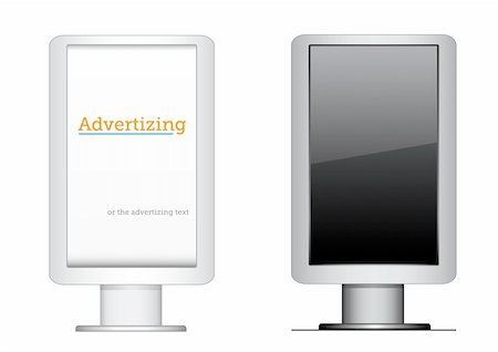 simsearch:400-08621223,k - The citylight, vertical advertising billboard isolated on the white background Stock Photo - Budget Royalty-Free & Subscription, Code: 400-04261722