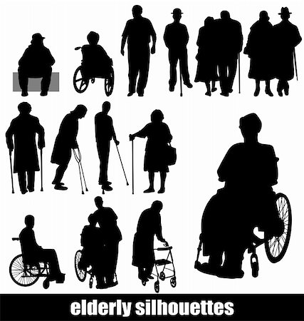 disabled senior citizens black people - elderly silhouettes set Stock Photo - Budget Royalty-Free & Subscription, Code: 400-04261796