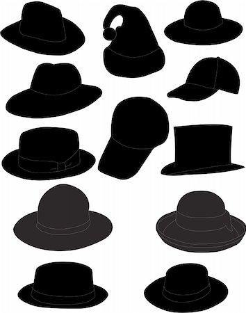 fashions cowboys for male - collection of hats - vector Stock Photo - Budget Royalty-Free & Subscription, Code: 400-04261797