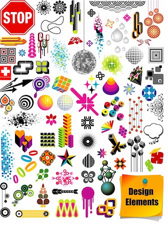 post its lots - Vector collection with many different shapes and design elements. Stock Photo - Budget Royalty-Free & Subscription, Code: 400-04261792