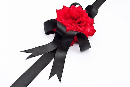 Red rose with black ribbon Stock Photo - Budget Royalty-Free & Subscription, Code: 400-04261961