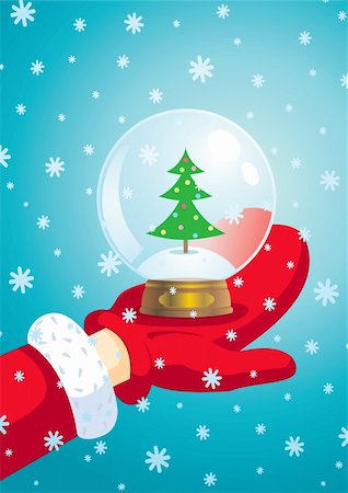simsearch:400-05293080,k - Santa Claus keeps his hand a snow ball Fotografie stock - Microstock e Abbonamento, Codice: 400-04262019