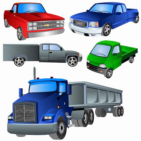 simsearch:400-05263050,k - Vector illustration of different trucks isolated on white background. Photographie de stock - Aubaine LD & Abonnement, Code: 400-04262084