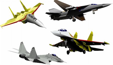 simsearch:400-04270337,k - Four military aircrafts Vector illustration Foto de stock - Super Valor sin royalties y Suscripción, Código: 400-04262234