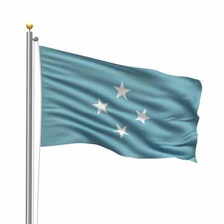 simsearch:400-04755009,k - Flag of Federated States of Micronesia with flag pole waving in the wind over white background Foto de stock - Super Valor sin royalties y Suscripción, Código: 400-04262281
