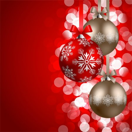 simsearch:400-04264886,k - christmas red and bronze baubles on shining red background Foto de stock - Royalty-Free Super Valor e Assinatura, Número: 400-04262555