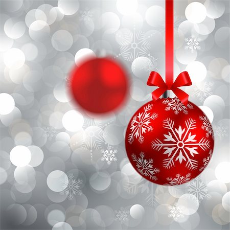 simsearch:400-04264886,k - christmas red baubles on shining silver background Foto de stock - Royalty-Free Super Valor e Assinatura, Número: 400-04262556