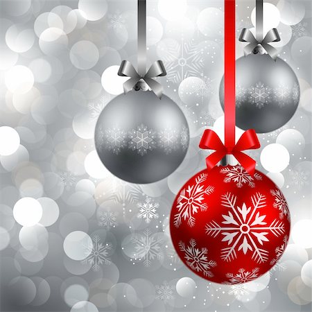 simsearch:400-04264886,k - christmas red and silver baubles on shining silver background Foto de stock - Royalty-Free Super Valor e Assinatura, Número: 400-04262560