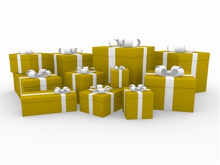simsearch:400-04234530,k - 3d gold white gift box isolated on white background Stock Photo - Budget Royalty-Free & Subscription, Code: 400-04262590