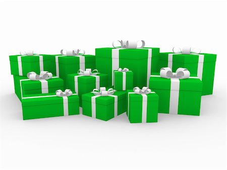 3d green white gift box isolated white background Stock Photo - Budget Royalty-Free & Subscription, Code: 400-04262591