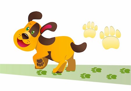small to big dogs - Happy dog walking and leaving footprint Stock Photo - Budget Royalty-Free & Subscription, Code: 400-04262641