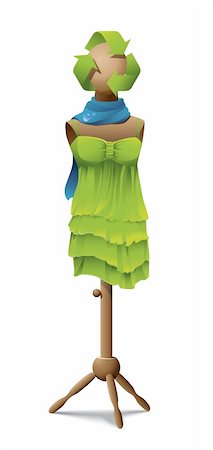 recycling fashion - Dummy with a dress, scarf and hairstyle of recycling sign representing ecology Stock Photo - Budget Royalty-Free & Subscription, Code: 400-04262643