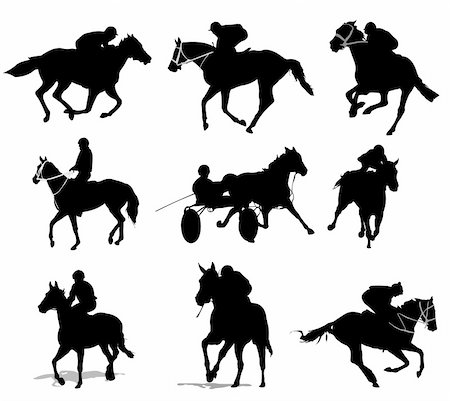 Horse riders silhouettes. Vector illustration Stock Photo - Budget Royalty-Free & Subscription, Code: 400-04262702