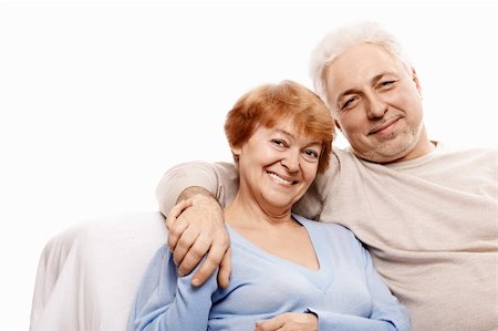 simsearch:400-04026005,k - Elderly happy couple on a white background Foto de stock - Super Valor sin royalties y Suscripción, Código: 400-04262813