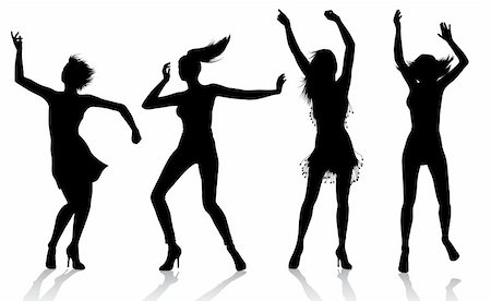 simsearch:400-04152832,k - Vector silhouettes of girls dancing isolated on white background Stock Photo - Budget Royalty-Free & Subscription, Code: 400-04263063