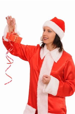 simsearch:400-07332398,k - santa woman with gift isolated on white background Photographie de stock - Aubaine LD & Abonnement, Code: 400-04263282