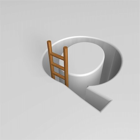 simsearch:400-04741714,k - uppercase letter q shape hole with ladder - 3d illustration Fotografie stock - Microstock e Abbonamento, Codice: 400-04263301