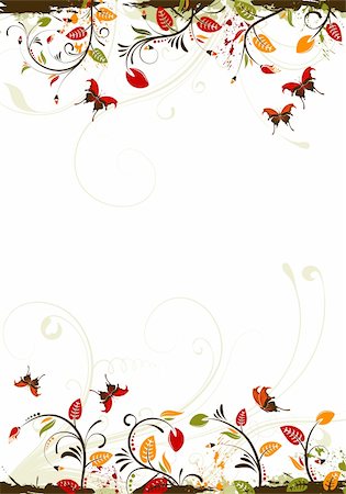 simsearch:400-04869919,k - Grunge floral frame with butterfly, element for design, vector illustration Foto de stock - Super Valor sin royalties y Suscripción, Código: 400-04263324