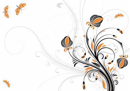 simsearch:400-04689213,k - Floral background with butterfly, element for design, vector illustration Stock Photo - Budget Royalty-Free & Subscription, Code: 400-04263325