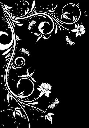 simsearch:400-04687930,k - Grunge floral frame with butterfly, element for design, vector illustration Stock Photo - Budget Royalty-Free & Subscription, Code: 400-04263329