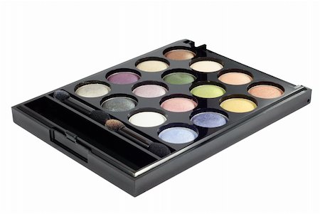 simsearch:400-04988963,k - Eye shadows palette with two brushes. Isolated on white background with clipping path. Stock Photo - Budget Royalty-Free & Subscription, Code: 400-04263437