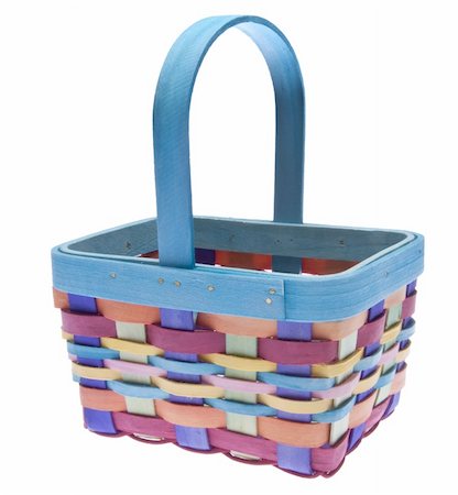 simsearch:400-04314103,k - Brightly colored Easter basket ready to be filled with treats isolated on white with a clipping path. Foto de stock - Super Valor sin royalties y Suscripción, Código: 400-04263519