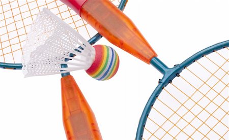 simsearch:400-04263545,k - Vibrant Badminton Equipment Close Up of Raquets and Shuttlecock / Birdie Stock Photo - Budget Royalty-Free & Subscription, Code: 400-04263629