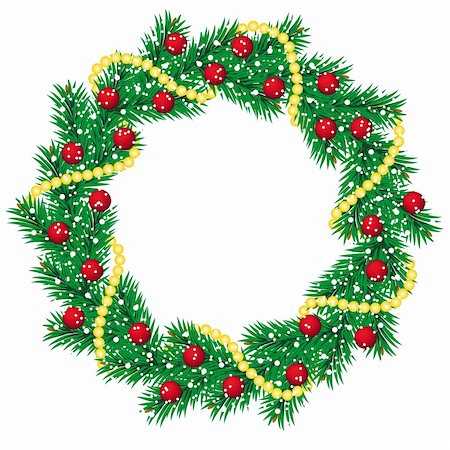 simsearch:400-04546543,k - Christmas pine garland decorated with red ball Foto de stock - Royalty-Free Super Valor e Assinatura, Número: 400-04263874