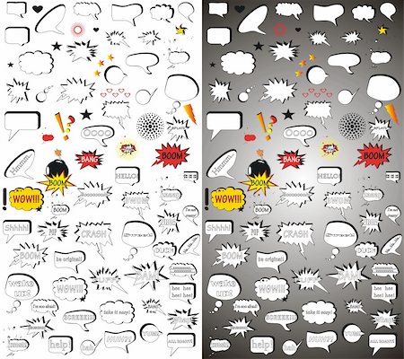 Hand-drawn vector illustration of comic elements for your design. Collection of comic style speech bubbles Stock Photo - Budget Royalty-Free & Subscription, Code: 400-04263878