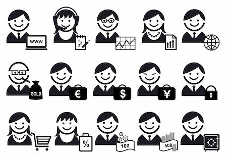 simsearch:400-04214182,k - business people with financial objects, vector icon set Stock Photo - Budget Royalty-Free & Subscription, Code: 400-04263882