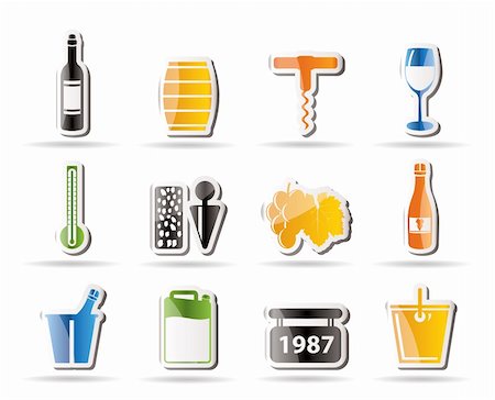 Wine and drink Icons - Vector Icon Set Stock Photo - Budget Royalty-Free & Subscription, Code: 400-04274048