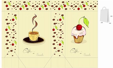 simsearch:400-04261817,k - Coffee and sweets. Template for bag Photographie de stock - Aubaine LD & Abonnement, Code: 400-04274221