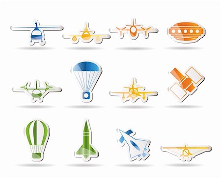 different types of Aircraft Illustrations and icons - Vector icon set 2 Photographie de stock - Aubaine LD & Abonnement, Code: 400-04274337
