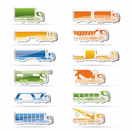 fire trucks with fire - different types of trucks and lorries icons - Vector icon set Stock Photo - Budget Royalty-Free & Subscription, Code: 400-04274345