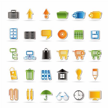 Business and office icons - vector icon set Stock Photo - Budget Royalty-Free & Subscription, Code: 400-04274362