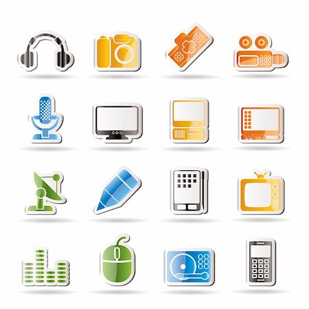 Media equipment icons - vector icon set Stock Photo - Budget Royalty-Free & Subscription, Code: 400-04274378