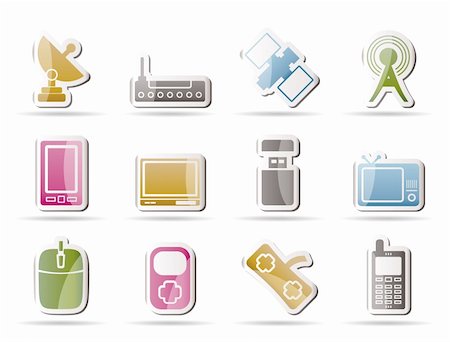 satellite computer communications networks - technology and Communications icons - vector icon set Stock Photo - Budget Royalty-Free & Subscription, Code: 400-04274387