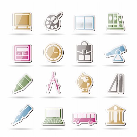 simsearch:400-04109169,k - School and education icons - vector icon set Foto de stock - Royalty-Free Super Valor e Assinatura, Número: 400-04274382