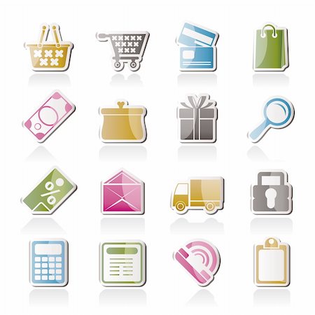 simsearch:400-07549356,k - Online shop icons - vector icon set Foto de stock - Super Valor sin royalties y Suscripción, Código: 400-04274383