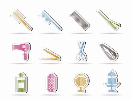 hairdressing, coiffure and make-up icons  - vector icon set Stock Photo - Budget Royalty-Free & Subscription, Code: 400-04274395