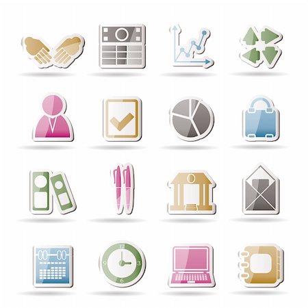 Business and Office icons - vector icon set Stock Photo - Budget Royalty-Free & Subscription, Code: 400-04274403