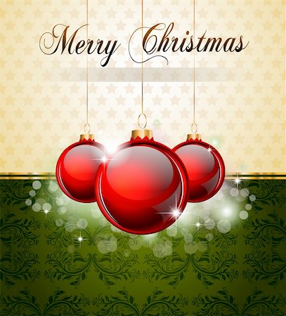 simsearch:400-04717438,k - Vintage Christmas Baubles Background for Elegant Invitation Flyer or Brochure Foto de stock - Super Valor sin royalties y Suscripción, Código: 400-04274566