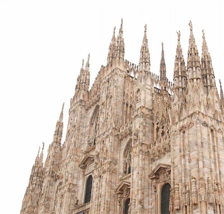 dom cathedral - Duomo di Milano, Milan gothic cathedral church - isolated over white background Stock Photo - Budget Royalty-Free & Subscription, Code: 400-04274944